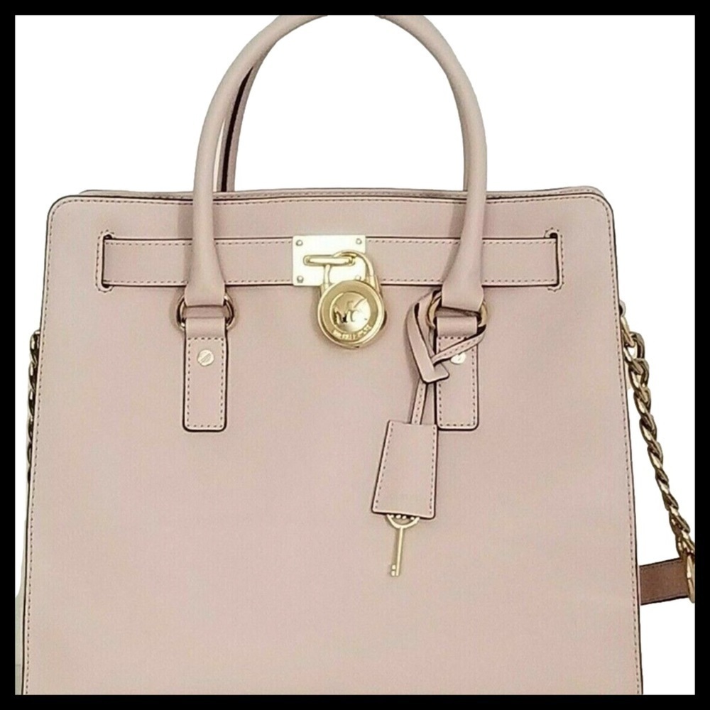 Michael Kors Hamilton Large Saffiano Leather Tote Bag Color: Ballet - Picture 2 of 11